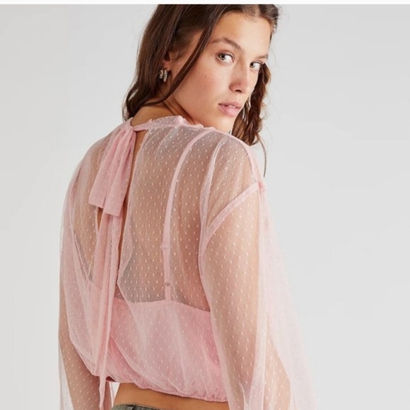 Free People Ellie Mesh Long Sleeve Sz Xs - Picture 4 of 5